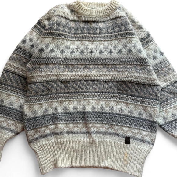 vintage 80s dale of norway 100% wool striped grandpa sweater size